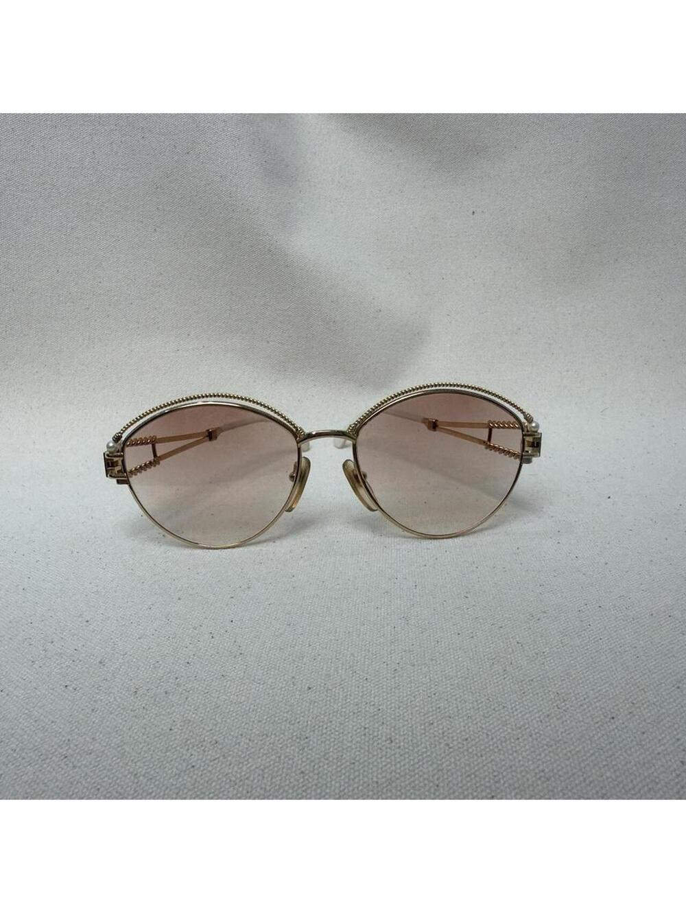 Henry Jullien Vintage Sunglasses Gold Plated Pearl Rope Oval Women France 80s - Picture 3 of 5
